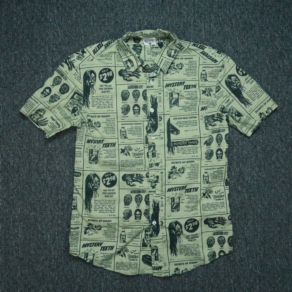 Creepy Co Shirt Mens Extra Small Green‎ Monsters Short Sleeve Lightweight XS